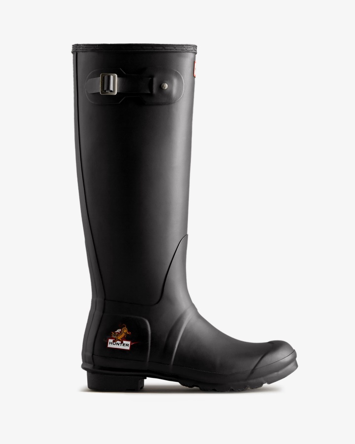 Botas De Lluvia Altas Con Logo De Tigre Pequeño Año Nuevo Lunar Para Mujer Hunter Negras