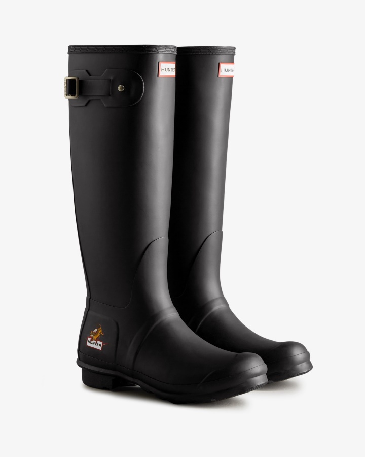 Botas De Lluvia Altas Con Logo De Tigre Pequeño Año Nuevo Lunar Para Mujer Hunter Negras