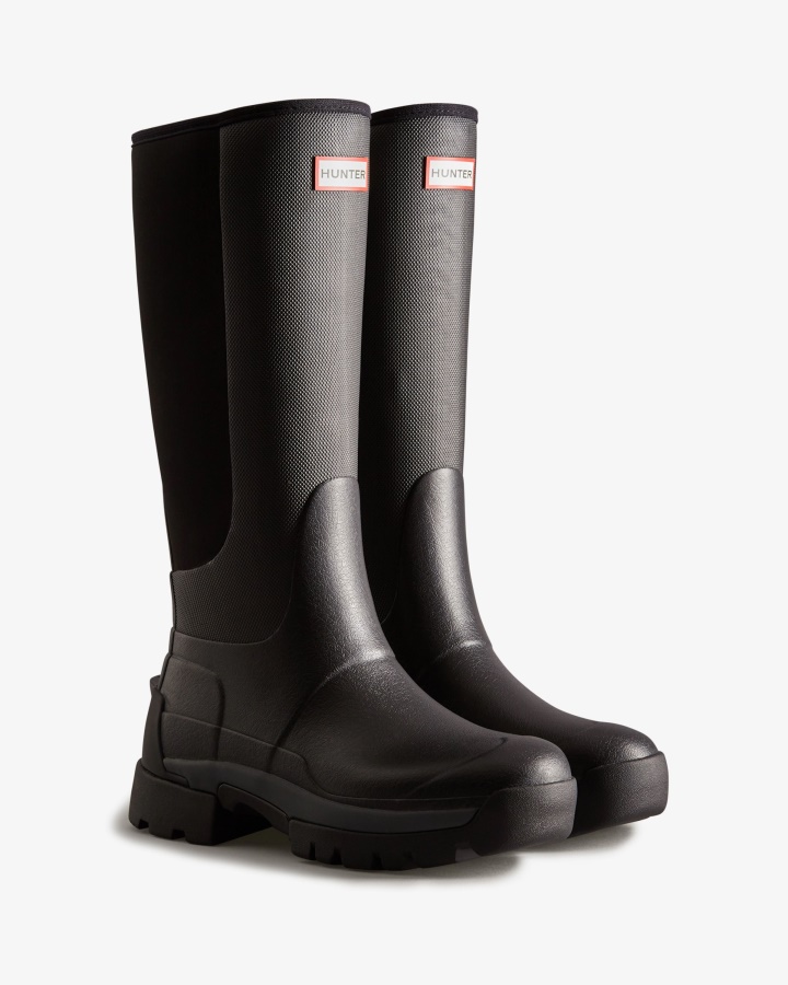 Botas De Lluvia Altas Hunter Balmoral Field Hybrid Para Mujer Negro