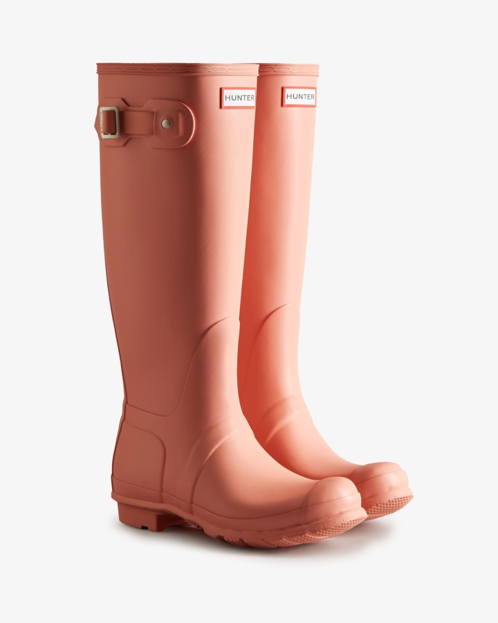 Botas De Lluvia Altas Originales Para Mujer Hunter Rosa Rugoso