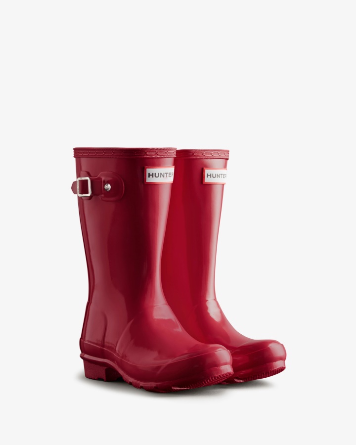 Botas De Lluvia Brillantes Para Niños Grandes (5-11 Años) De Hunter Original Rosa Brillante