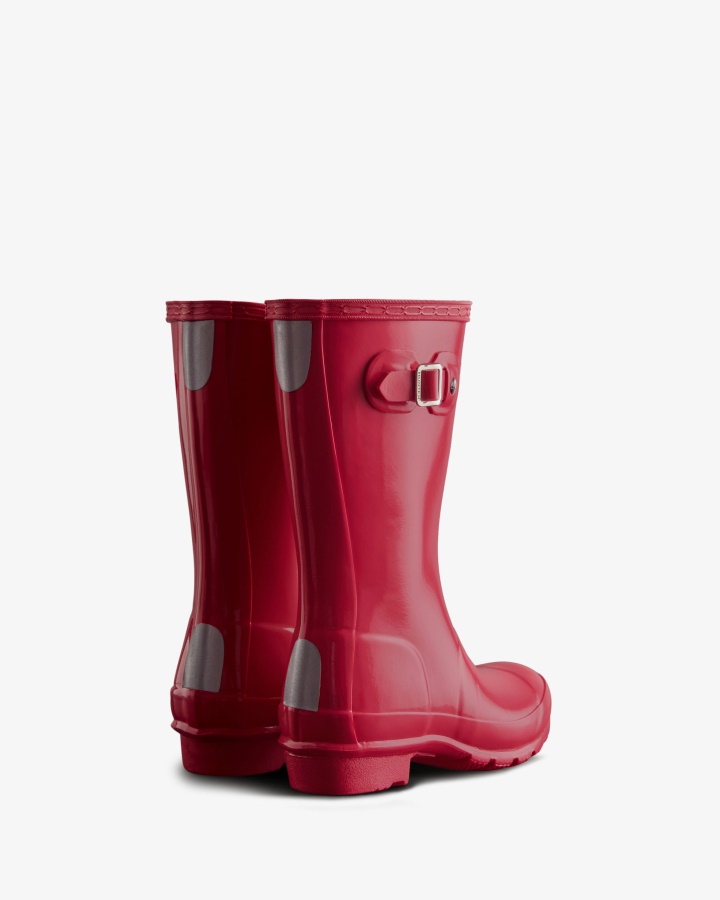 Botas De Lluvia Brillantes Para Niños Grandes (5-11 Años) De Hunter Original Rosa Brillante
