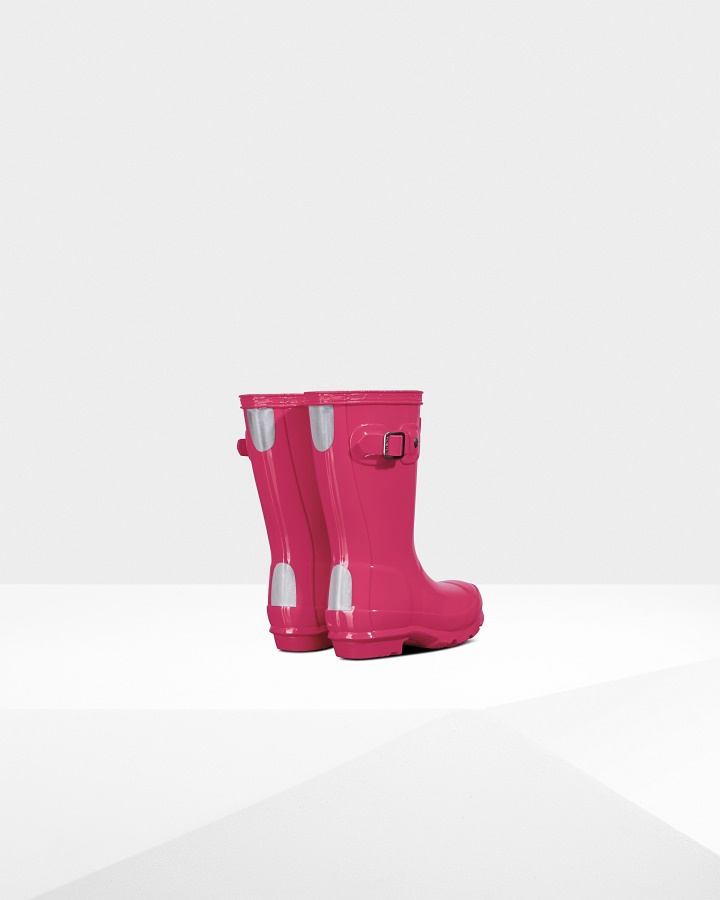 Botas De Lluvia Brillantes Para Niños Pequeños (2-6 Años) De Hunter Original Rosa Brillante