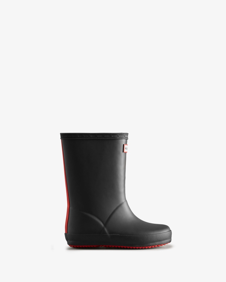 Botas De Lluvia Con Aislamiento Hunter Kids First (18 Meses-8 Años) Black-logo Red