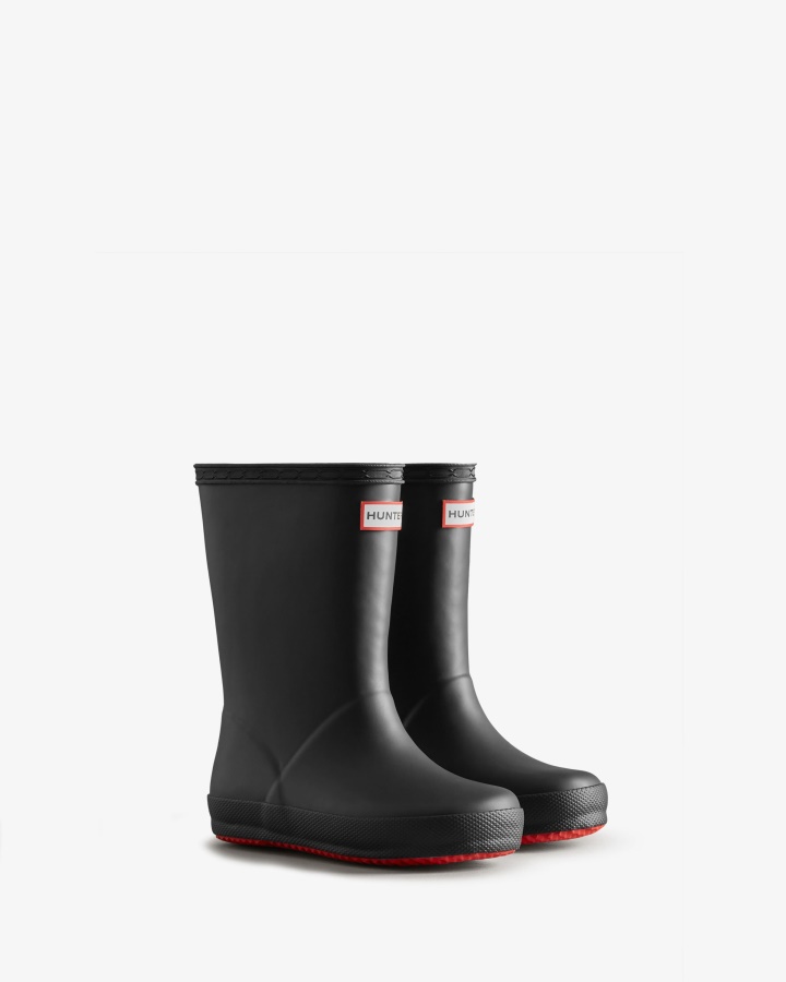 Botas De Lluvia Con Aislamiento Hunter Kids First (18 Meses-8 Años) Black-logo Red