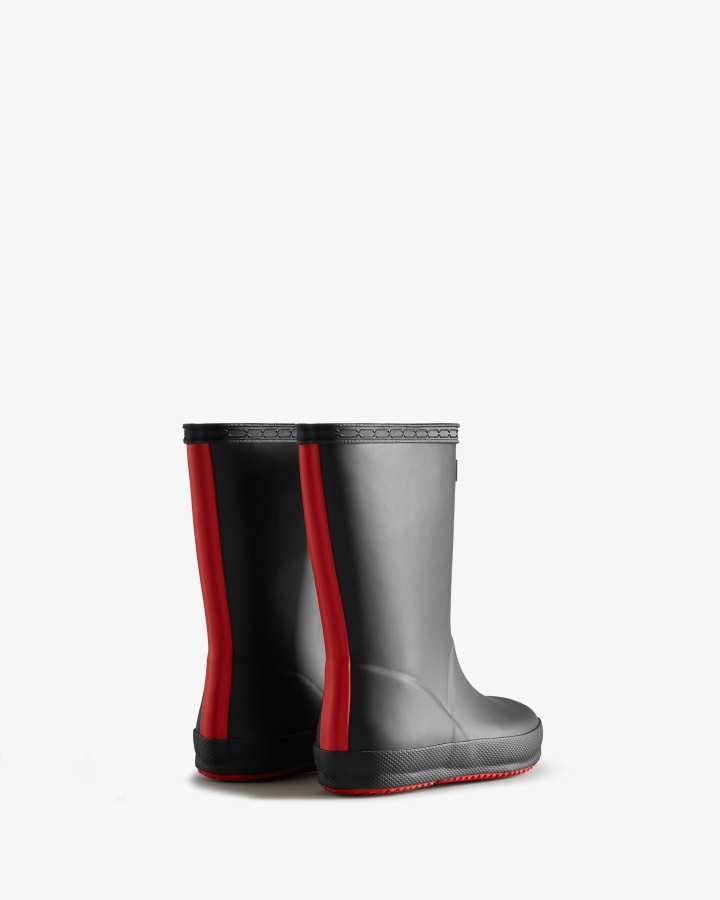 Botas De Lluvia Con Aislamiento Hunter Kids First (18 Meses-8 Años) Black-logo Red