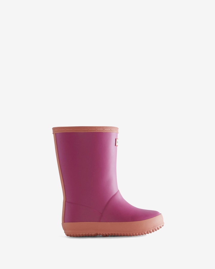 Botas De Lluvia Con Aislamiento Hunter Kids First (18 Meses-8 Años) Rosa Prismático-rosa Rugoso