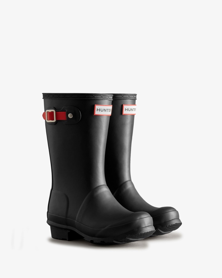 Botas De Lluvia Con Aislamiento Hunter Para Niños Grandes (5-11 Años) Black-logo Red