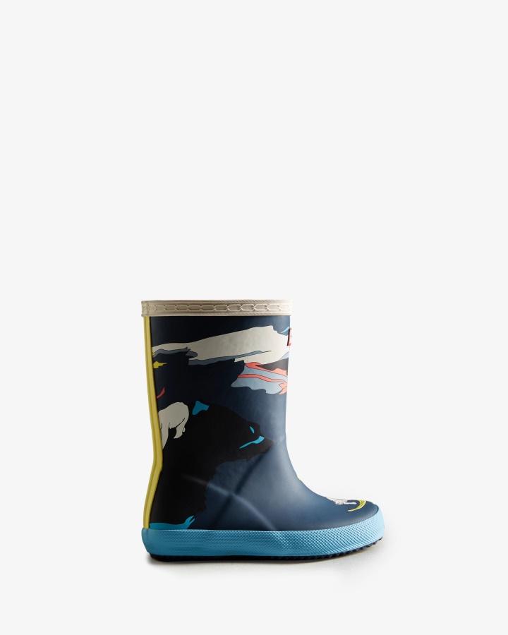 Botas De Lluvia Con Estampado Iceberg De Hunter Kids First (18 Meses-8 Años) Iceberg Kerhuelen Azul Marino
