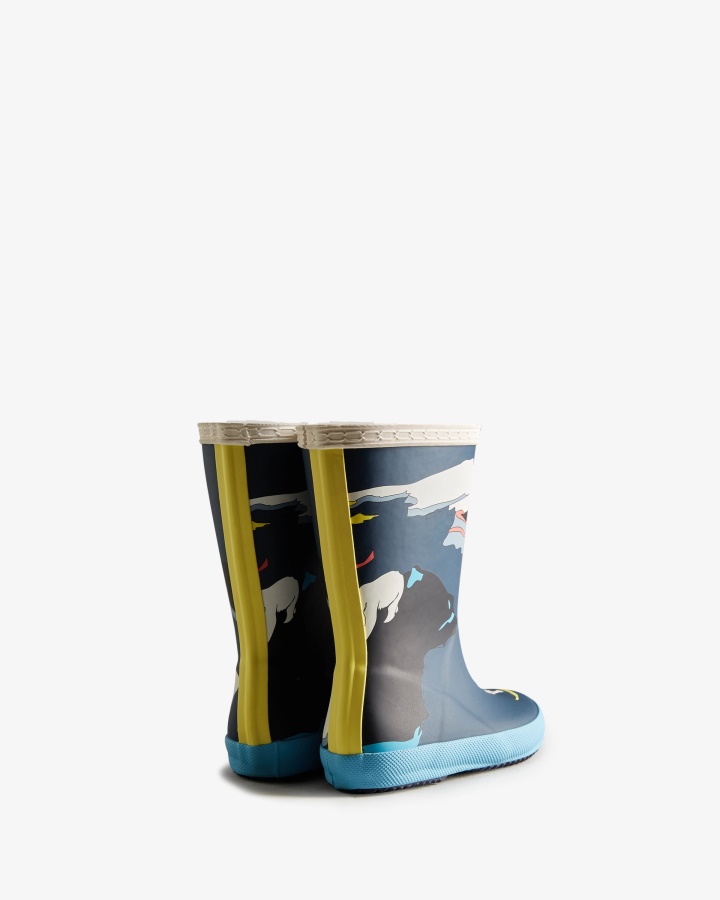 Botas De Lluvia Con Estampado Iceberg De Hunter Kids First (18 Meses-8 Años) Iceberg Kerhuelen Azul Marino