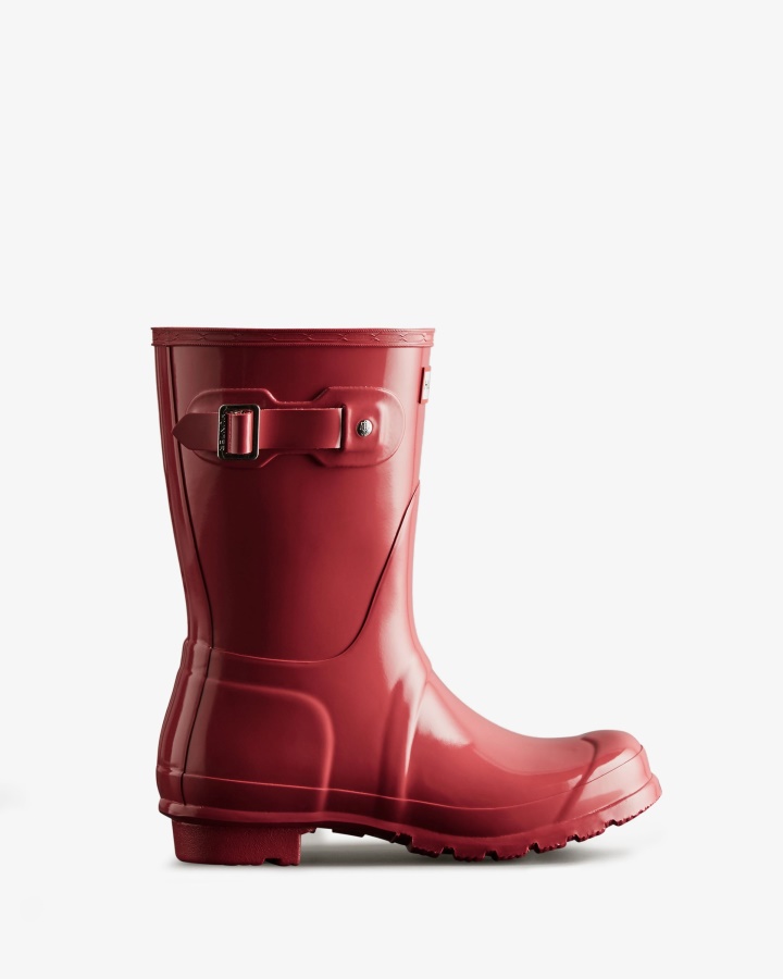 Botas De Lluvia Cortas Brillantes Originales Para Mujer Hunter Glenmore Rose