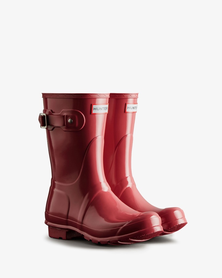 Botas De Lluvia Cortas Brillantes Originales Para Mujer Hunter Glenmore Rose