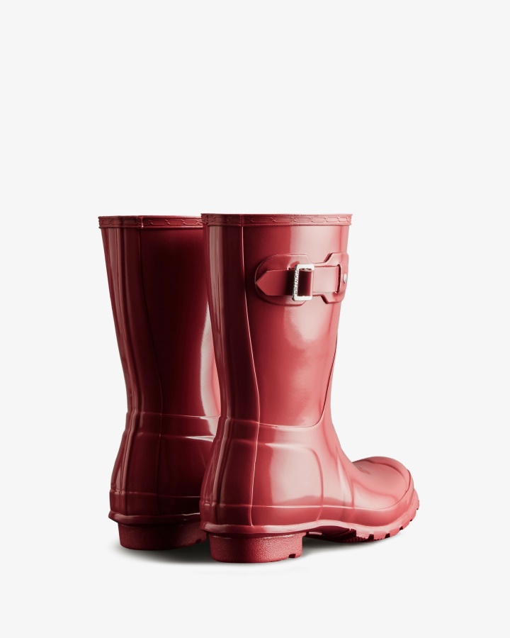 Botas De Lluvia Cortas Brillantes Originales Para Mujer Hunter Glenmore Rose