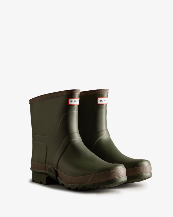 Botas De Lluvia Cortas Hunter Jardinero Para Hombre Dark Olive-clay