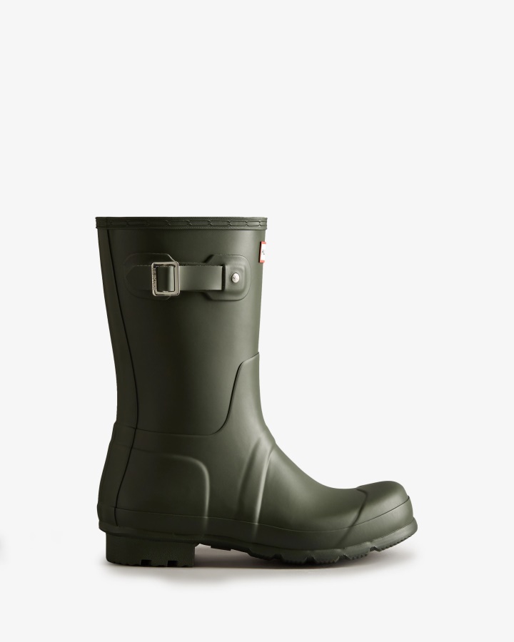 Botas De Lluvia Cortas Originales Para Hombre Hunter Verde Oliva Oscuro