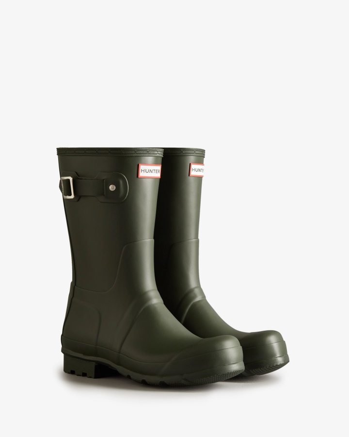 Botas De Lluvia Cortas Originales Para Hombre Hunter Verde Oliva Oscuro