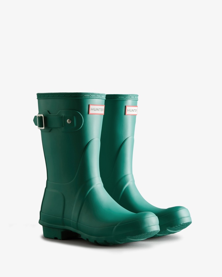 Botas De Lluvia Cortas Originales Para Mujer Hunter Verde Azulado Thaw