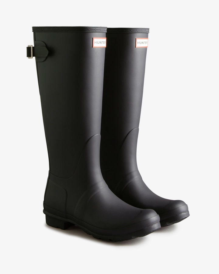 Botas De Lluvia De Mujer Hunter Con Espalda Alta Ajustables En Dos Tonos Negro Hielo-negro