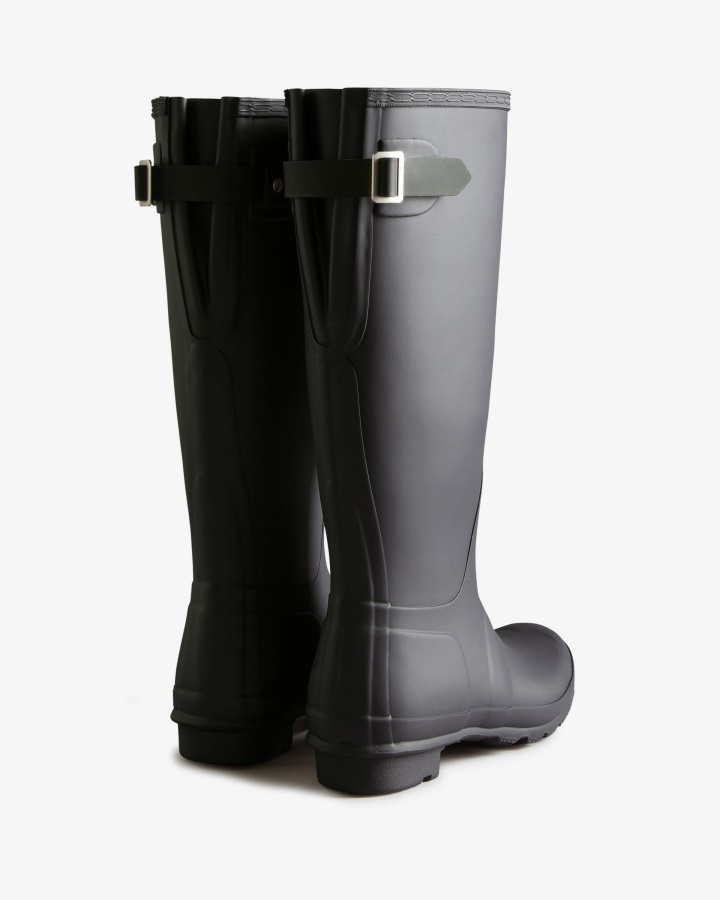 Botas De Lluvia De Mujer Hunter Con Espalda Alta Ajustables En Dos Tonos Negro Hielo-negro