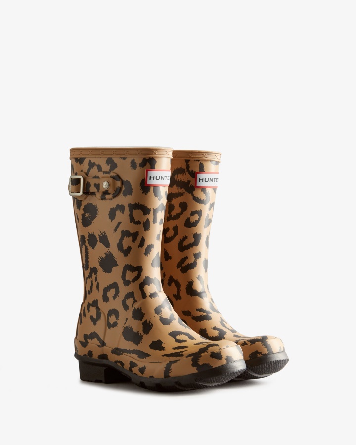 Botas De Lluvia Hunter Big Kids (5-11 Años) Con Estampado De Leopardo Híbrido Marrón Rojizo