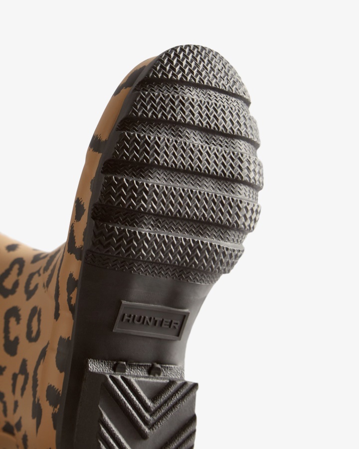 Botas De Lluvia Hunter Big Kids (5-11 Años) Con Estampado De Leopardo Híbrido Marrón Rojizo