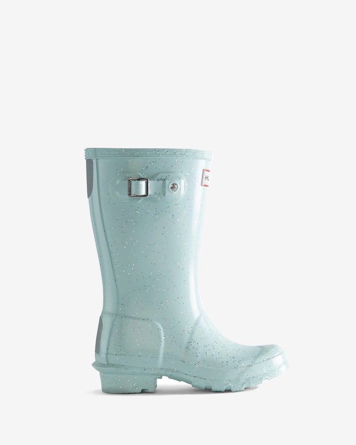 Botas De Lluvia Hunter Big Kids (5-11 Años) Con Purpurina Azul Suave