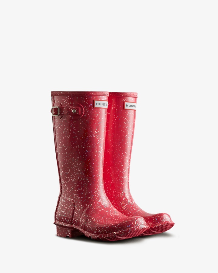 Botas De Lluvia Hunter Big Kids (5-11 Años) Con Purpurina Rosa De Segunda Mano