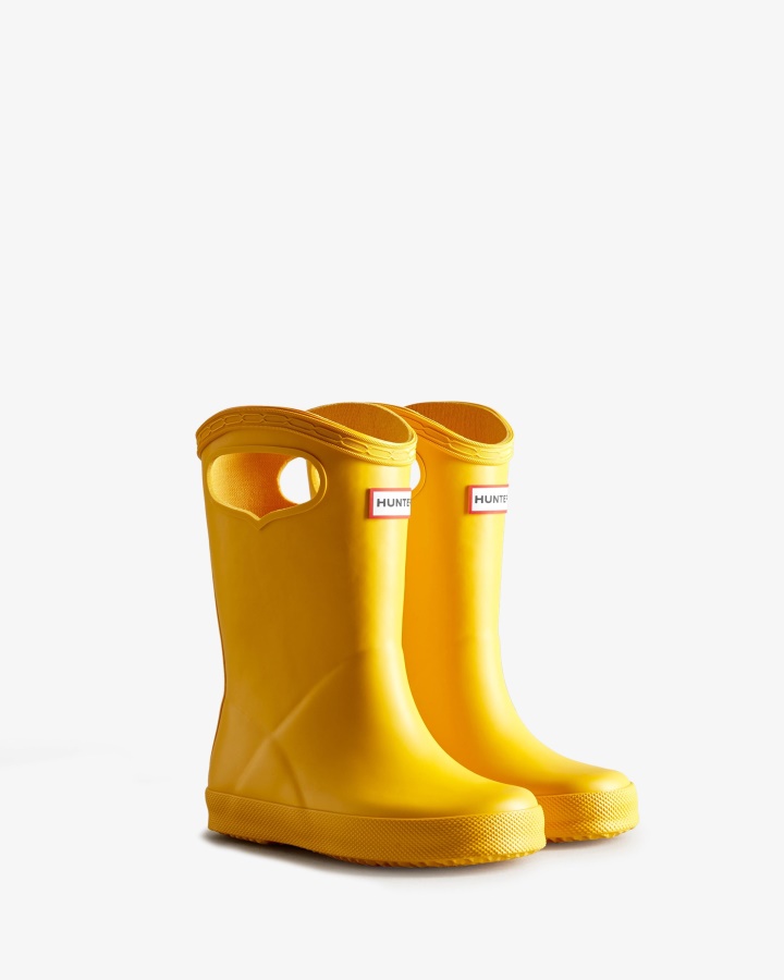 Botas De Lluvia Hunter Kids First (18 Meses-8 Años) Con Asa Amarilla
