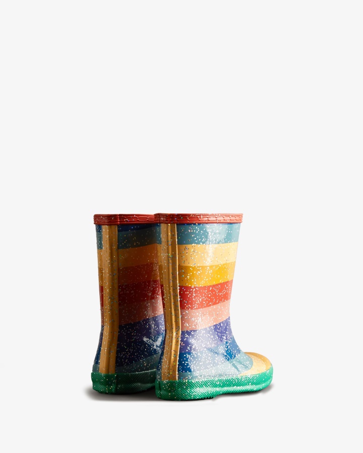 Botas De Lluvia Hunter Kids First (18 Meses-8 Años) Con Purpurina Arcoíris Multicolor Brillante
