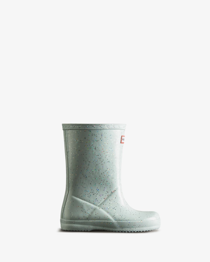 Botas De Lluvia Hunter Kids First (18 Meses-8 Años) Con Purpurina Gigante Azul Suave