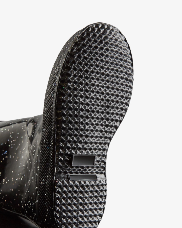Botas De Lluvia Hunter Kids First (18 Meses-8 Años) Con Purpurina Gigante Negro