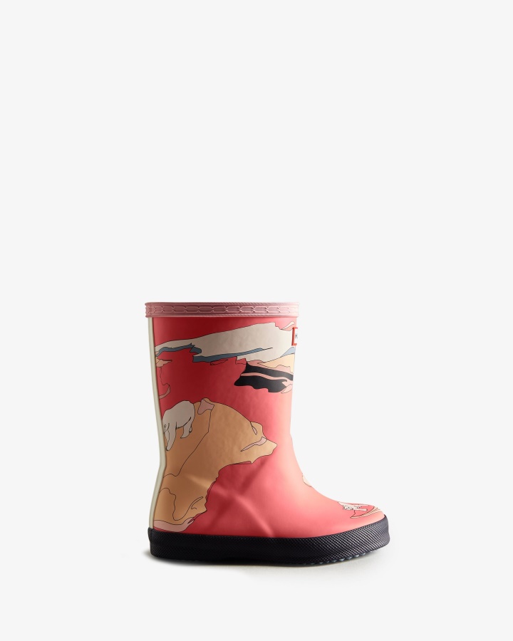 Botas De Lluvia Hunter Kids First (18 Meses-8 Años) Estampado Iceberg Iceberg Polaris Rosa
