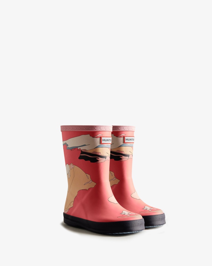 Botas De Lluvia Hunter Kids First (18 Meses-8 Años) Estampado Iceberg Iceberg Polaris Rosa