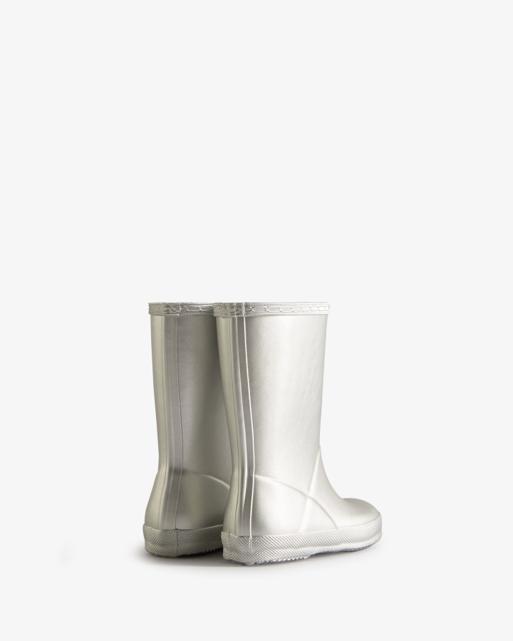 Botas De Lluvia Hunter Kids First (18 Meses-8 Años) Metalizadas Plata