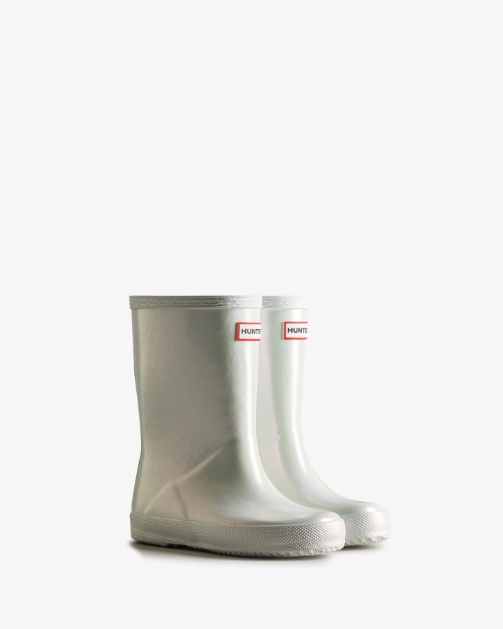 Botas De Lluvia Hunter Kids First (18 Meses-8 Años) Nebula Plata