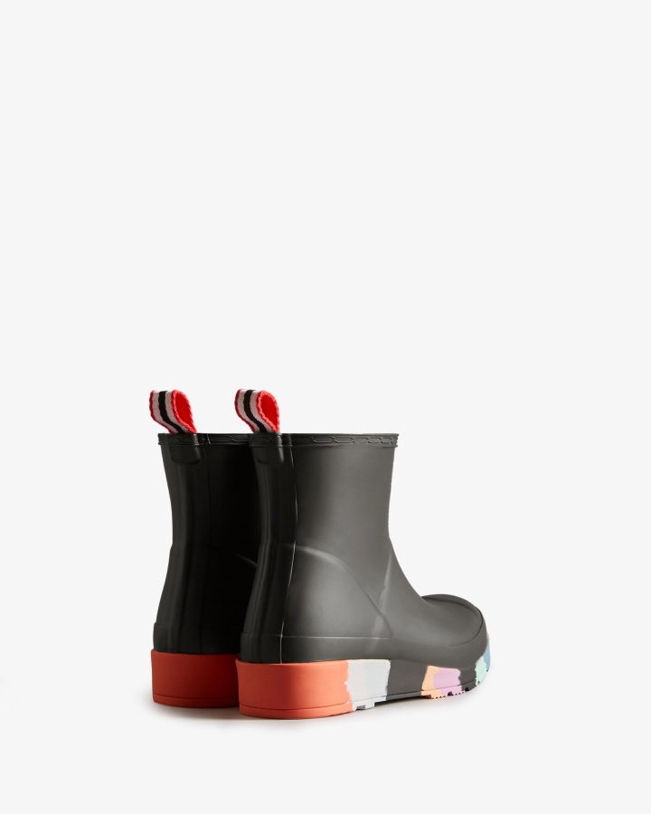Botas De Lluvia Hunter Mujer Play Short Stripe Sole Negro - Multi Suela