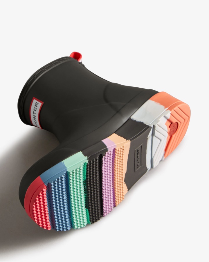 Botas De Lluvia Hunter Mujer Play Short Stripe Sole Negro - Multi Suela