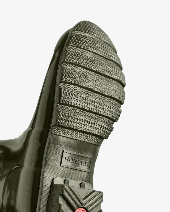 Botas De Lluvia Hunter Originales Tall Gloss Para Mujer Verde Oliva Oscuro