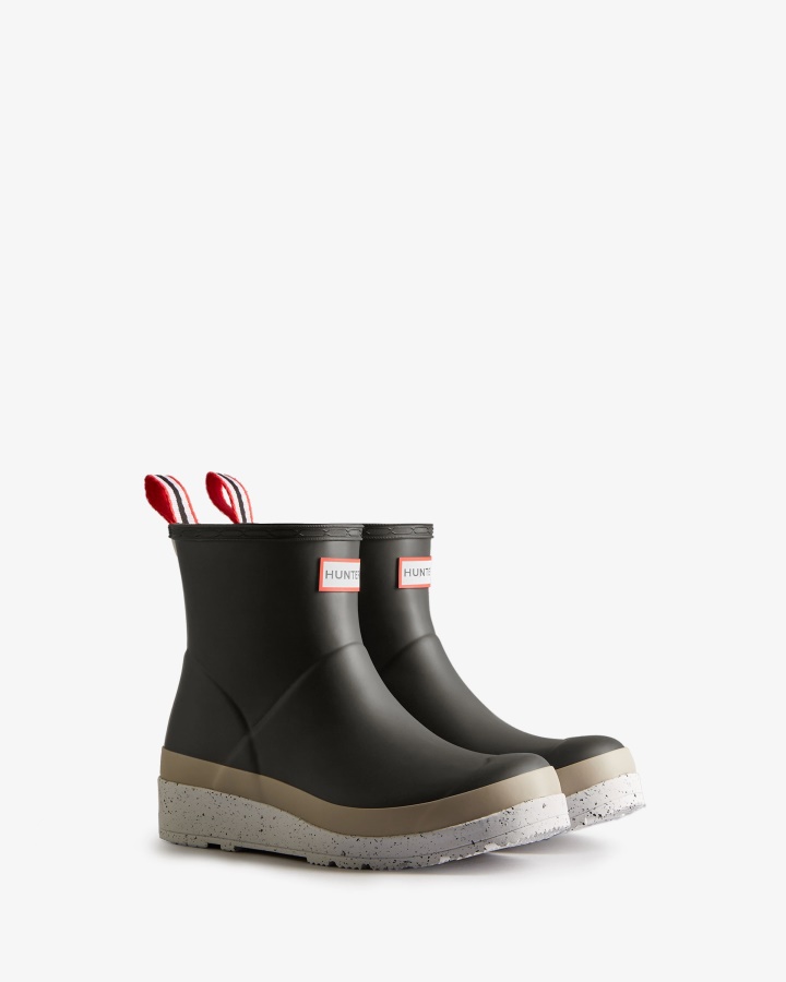 Botas De Lluvia Hunter Play Short Speckle Para Mujer Negro-steall Gris-spurrey