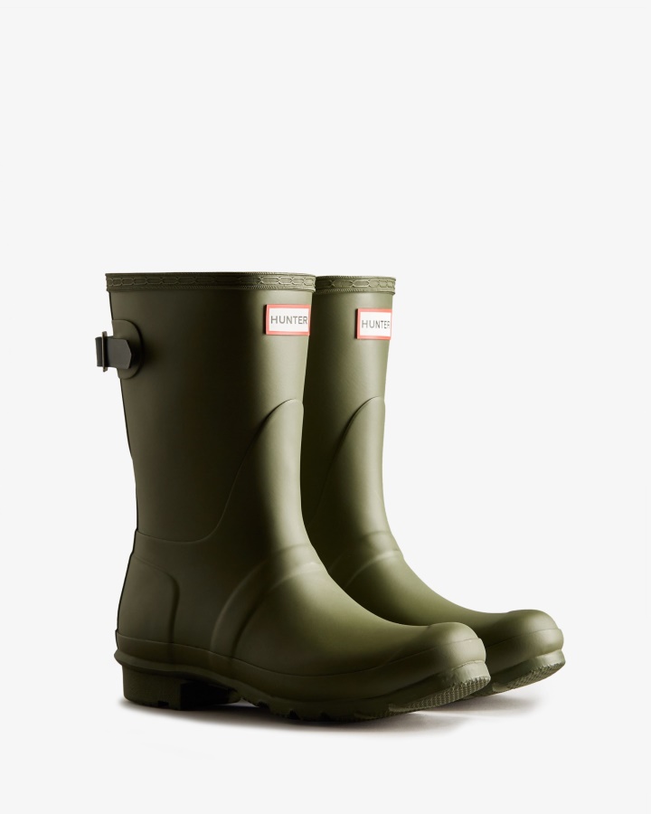 Botas De Lluvia Mujer Hunter Corta Espalda Ajustable Ismarken Oliva-ártico Verde Musgo