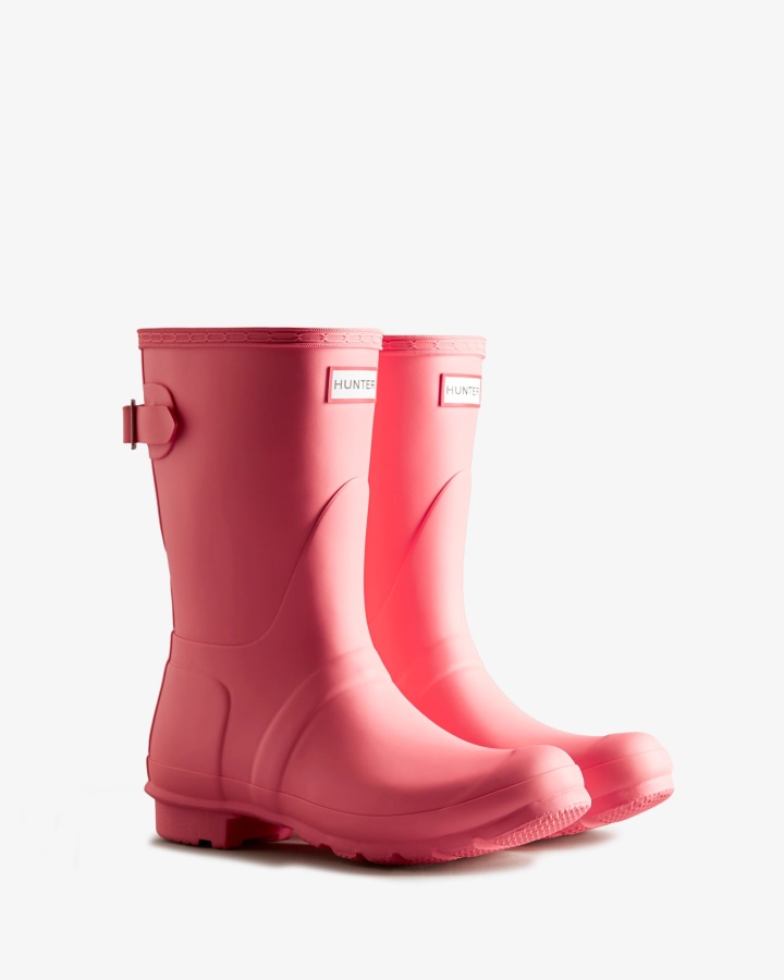 Botas De Lluvia Mujer Hunter Cortas Traseras Ajustables Pink Shiver
