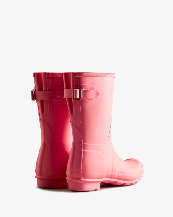Botas De Lluvia Mujer Hunter Cortas Traseras Ajustables Pink Shiver