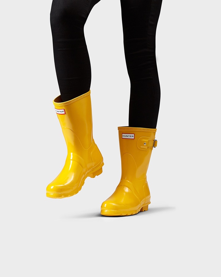 Botas De Lluvia Mujer Hunter Original Short Gloss Amarillo