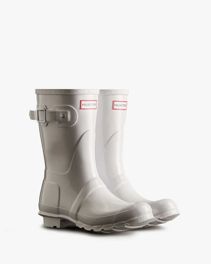 Botas De Lluvia Mujer Hunter Original Short Gloss Blanco