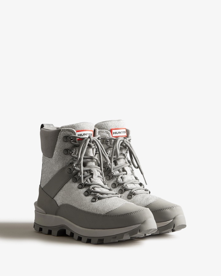 Botas Hunter Para Mujer Con Aislamiento Y Brillo Plateado-gris Tundra