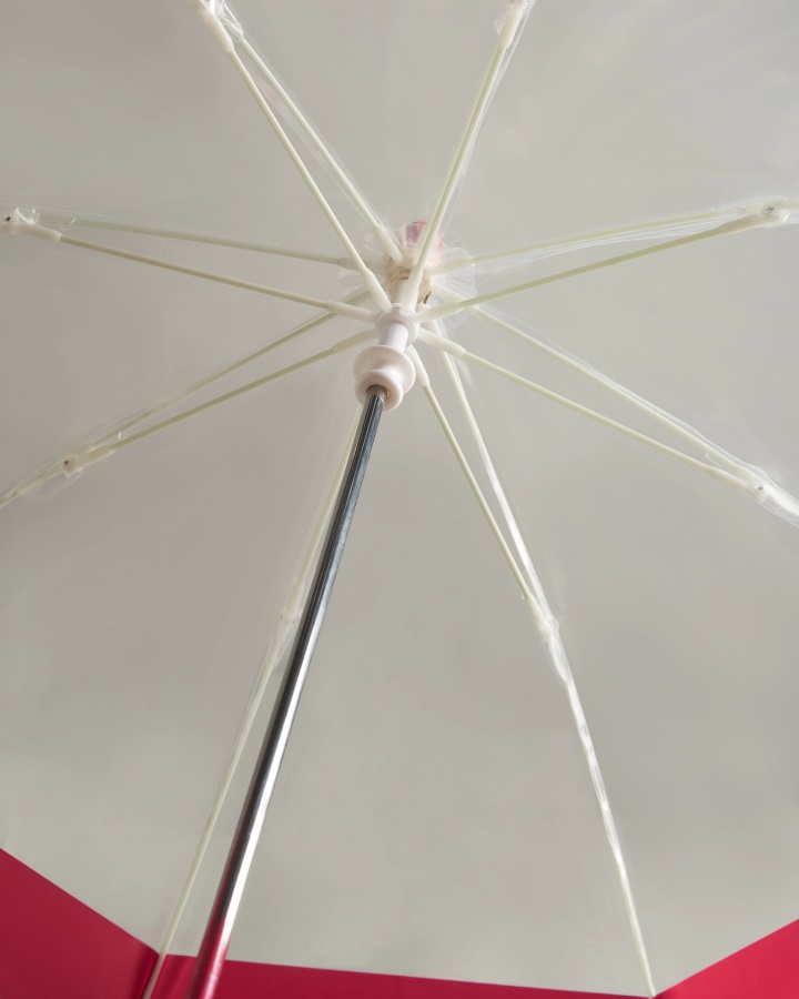 Cazador Niños Bigote Burbuja Paraguas Rosa Brillante