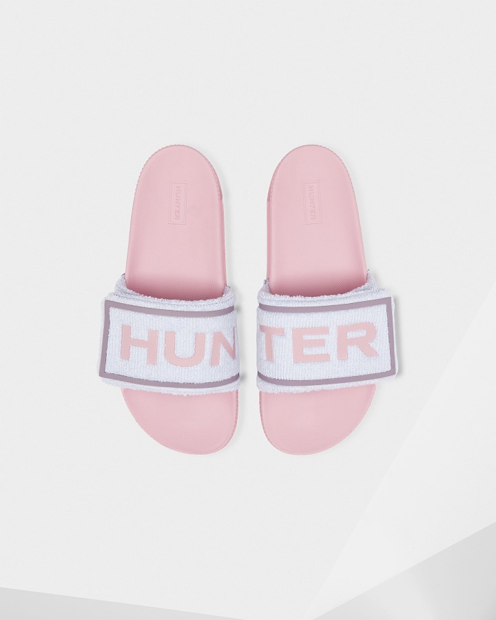 Chanclas Ajustables Con Logo De Toalla De Rizo Para Mujer Hunter Arctic Iris Blue-foxglove Pink