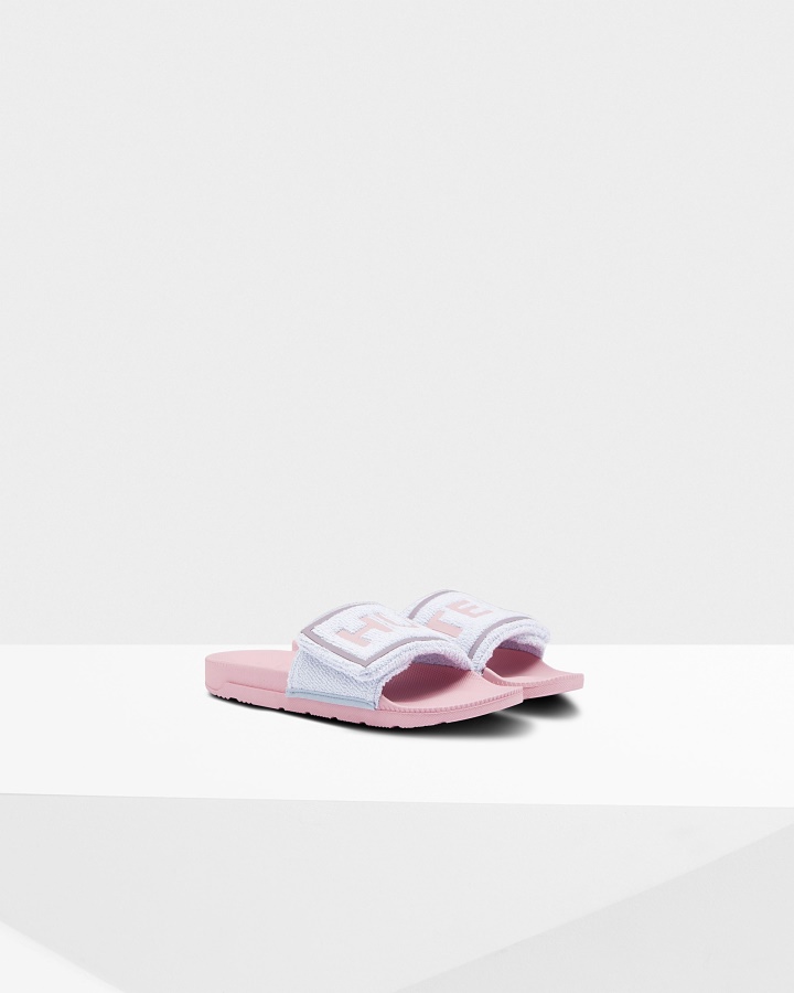 Chanclas Ajustables Con Logo De Toalla De Rizo Para Mujer Hunter Arctic Iris Blue-foxglove Pink