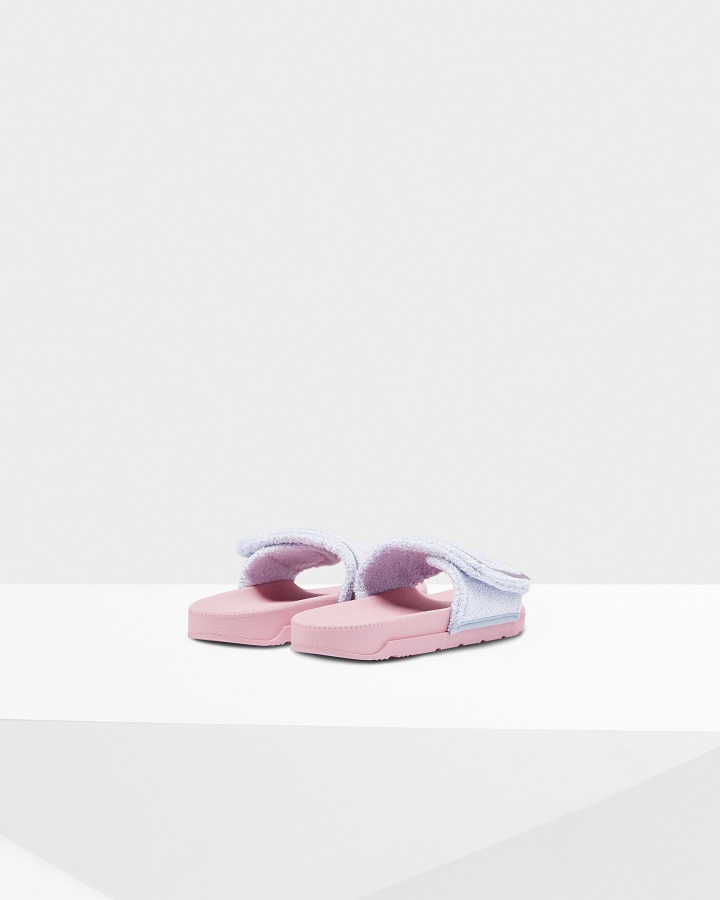 Chanclas Ajustables Con Logo De Toalla De Rizo Para Mujer Hunter Arctic Iris Blue-foxglove Pink