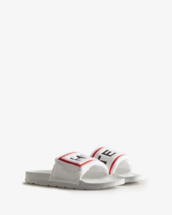 Chanclas Ajustables Con Logo De Toalla De Rizo Para Mujer Hunter Blanco